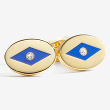 Load image into Gallery viewer, Halcyon Days Sparkle Cobalt &amp; Gold Cufflinks

