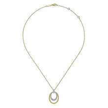 Load image into Gallery viewer, Gold Oval Twisted Rope and Pavé Diamond Pendant Necklace
