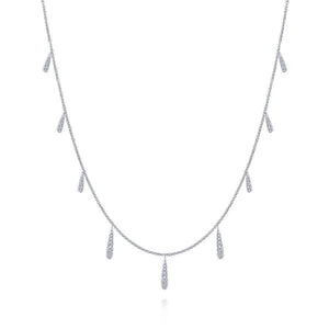 White Gold Dangling Diamond Station Necklace