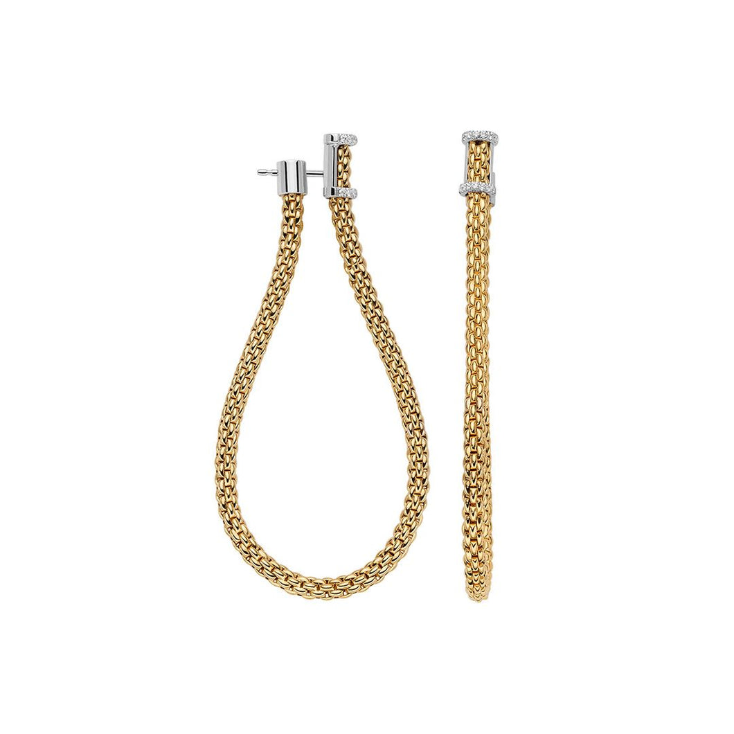 Yellow Gold Fope Essentials Loop Earrings with Diamonds