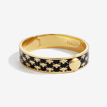 Load image into Gallery viewer, Halcyon Days Bee Sparkle Trellis Black &amp; Gold Bangle
