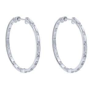 14K White Gold 35mm Fashion Hoop Earrings