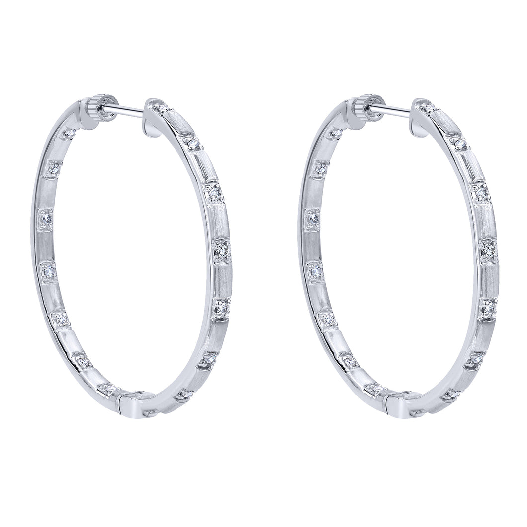 14K White Gold 35mm Fashion Hoop Earrings