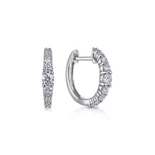 Load image into Gallery viewer, 14K White Gold 13mm Classic Diamond Huggie Earrings
