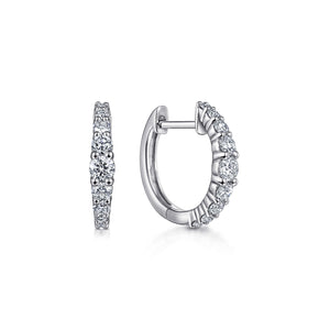 14K White Gold 13mm Classic Diamond Huggie Earrings