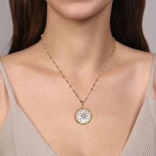 Load image into Gallery viewer, 14K Yellow Gold 32mm Bujukan Diamond and Mother of Pearl Medallion Pendant
