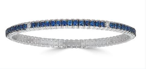 18k White Gold Sapphire and Diamond Stretch Bracelet