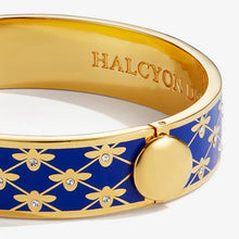 Load image into Gallery viewer, Halcyon Days Bee Sparkle Trellis Cobalt Blue &amp; Gold Bangle
