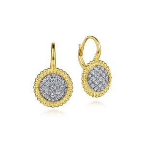 Yellow Gold Diamond Pavé Bujukan Leverback Earrings
