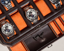 Load image into Gallery viewer, WOLF 1834 WINDSOR 10 PIECE WATCH BOX WITH DRAWER - BROWN/ORANGE
