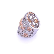 Load image into Gallery viewer, Pink and White Diamond Filigree Ring
