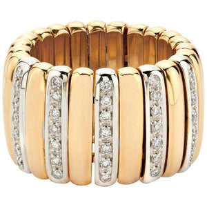 Yellow Gold and Diamond Flexible Ribbed Ring