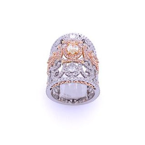 Pink and White Diamond Filigree Ring