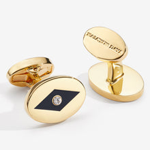 Load image into Gallery viewer, Halcyon Days Sparkle Black &amp; Gold Cufflinks
