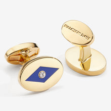 Load image into Gallery viewer, Halcyon Days Sparkle Cobalt &amp; Gold Cufflinks
