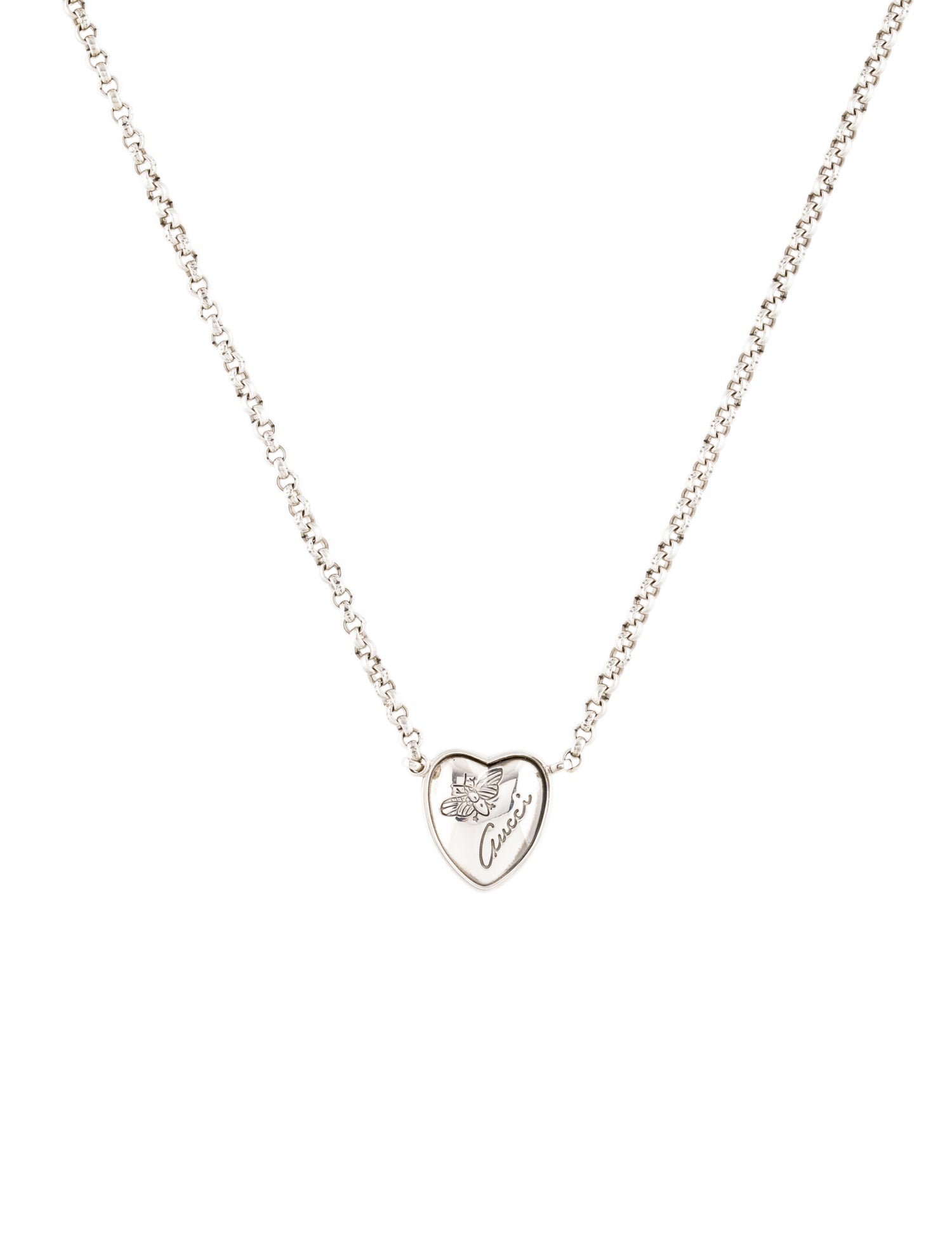 Gucci Interlocking G Light Blue Heart Pendant Necklace 925 Sterling Silver  - Walmart.com