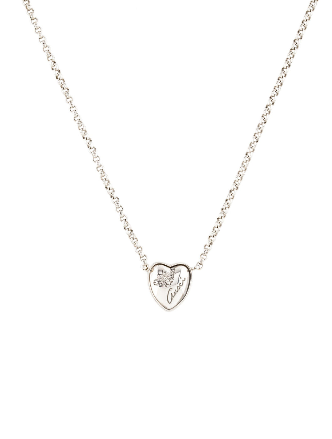 Gucci Sterling Silver Flora Heart Pendant Necklace