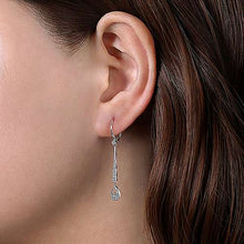 Load image into Gallery viewer, White Gold Diamond Bar Leverback Earrings
