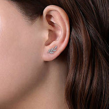 Load image into Gallery viewer, White Gold Diamond Leaf Stud Earrings
