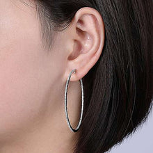 Load image into Gallery viewer, White Gold French Pavé 50mm Round Inside Out Diamond Hoop Earrings
