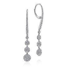 Load image into Gallery viewer, White Gold Long Graduating Circle Diamond Drop Earrings
