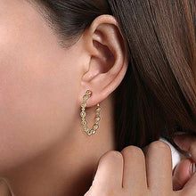Load image into Gallery viewer, Yellow Gold Diamond Bujukan Hoop Earrings
