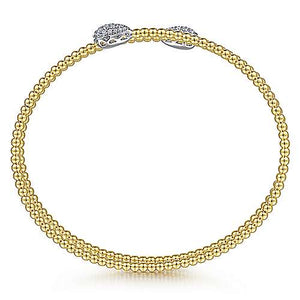 Gold Bujukan Bead Wrap Bracelet with White Gold Diamond End Caps