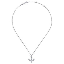Load image into Gallery viewer, White Gold Pave Diamond Encrusted Anchor Pendant Necklaces
