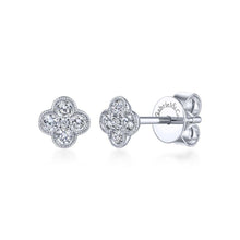 Load image into Gallery viewer, White Gold Diamond Flower Stud Earrings
