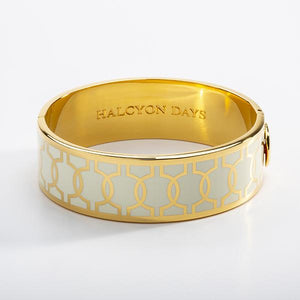Halcyon Days Geometric Circle Cream & Gold Bangle