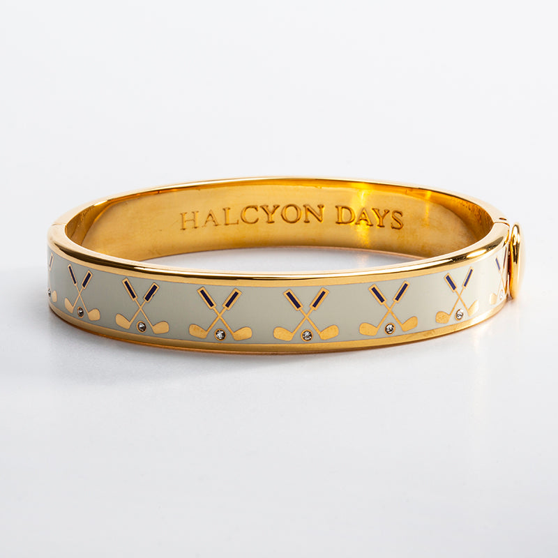 Halcyon Days Golf Club Cream & Gold Bangle