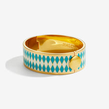 Load image into Gallery viewer, Halcyon Days Parterre Turquoise Cream &amp; Gold Bangle
