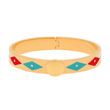 Load image into Gallery viewer, Halcyon Days Parterre Sparkle Turquoise Red &amp; Gold Bangle
