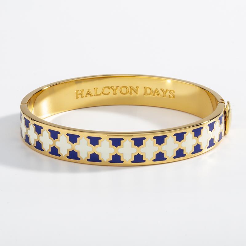 Halcyon Days Agama Cobalt, Cream & Gold Bangle