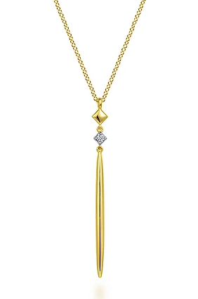Yellow Gold Diamond Spike Pendant Necklace