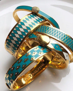 Halcyon Days Parterre Turquoise Cream & Gold Bangle