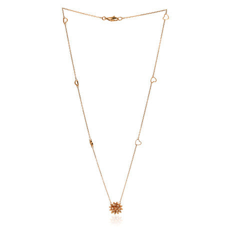 Double G flower necklace in rose gold-toned metal | GUCCI® SG
