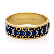 Load image into Gallery viewer, Halcyon Days Geometric Circle Cobalt Blue &amp; Gold Bangle
