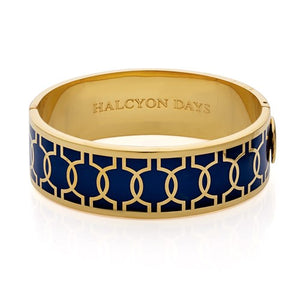 Halcyon Days Geometric Circle Cobalt Blue & Gold Bangle