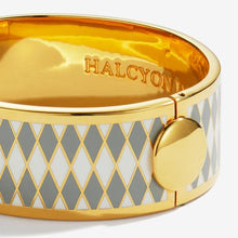 Load image into Gallery viewer, Halcyon Days Parterre Gray Cream &amp; Gold Bangle
