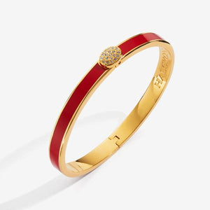 Halcyon Days Skinny Pave Button Red & Gold Bangle