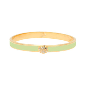 Halcyon Days Skinny Pave Button Meadow & Gold Bangle