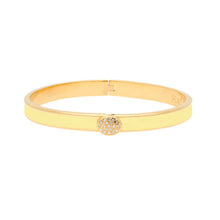 Load image into Gallery viewer, Halcyon Days Skinny Pave Button Buttercup &amp; Gold Bangle
